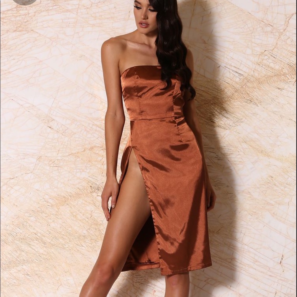 Meshki Rust Satin Dress